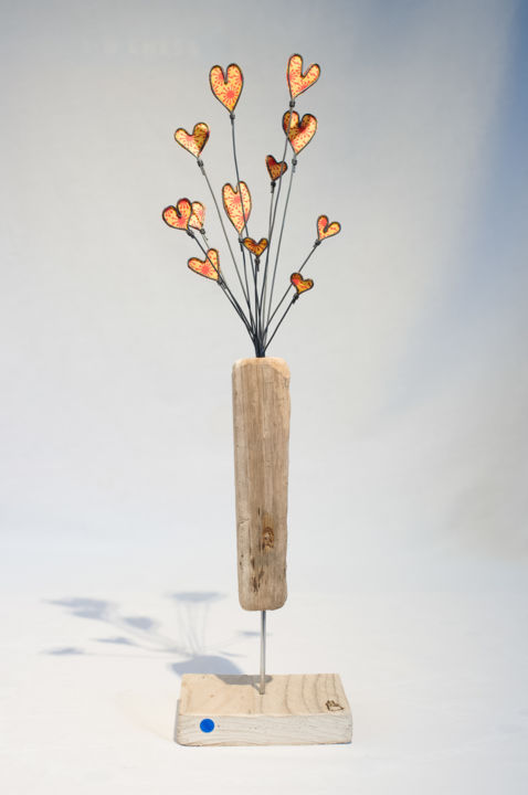 Sculptuur getiteld "bouquet de coeurs" door Marie Brient, Origineel Kunstwerk, Draad