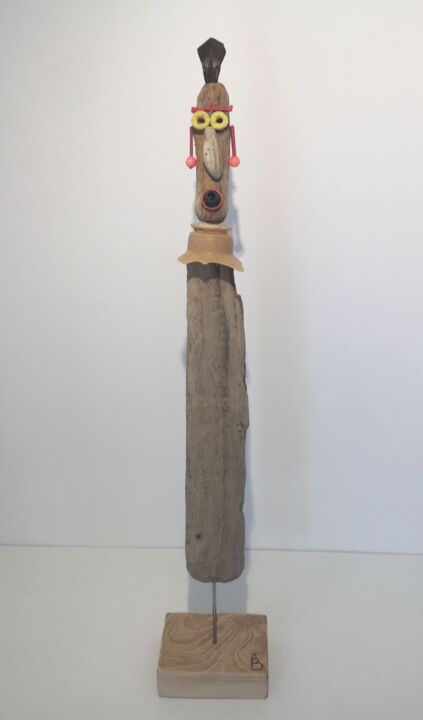 Sculpture intitulée "l'indien" par Marie Brient, Œuvre d'art originale, Bois