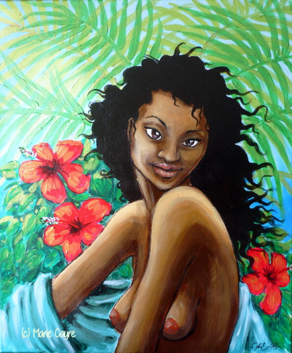 Painting titled "Tahitienne" by Marie Cayre, Original Artwork, Acrylic