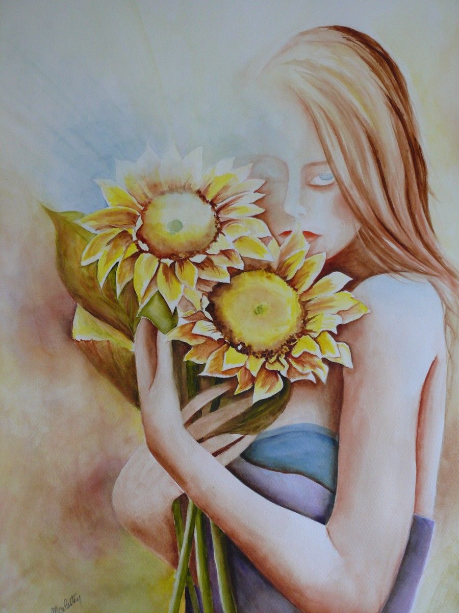 Résultat de recherche d'images pour "une fleur soleil peinture"