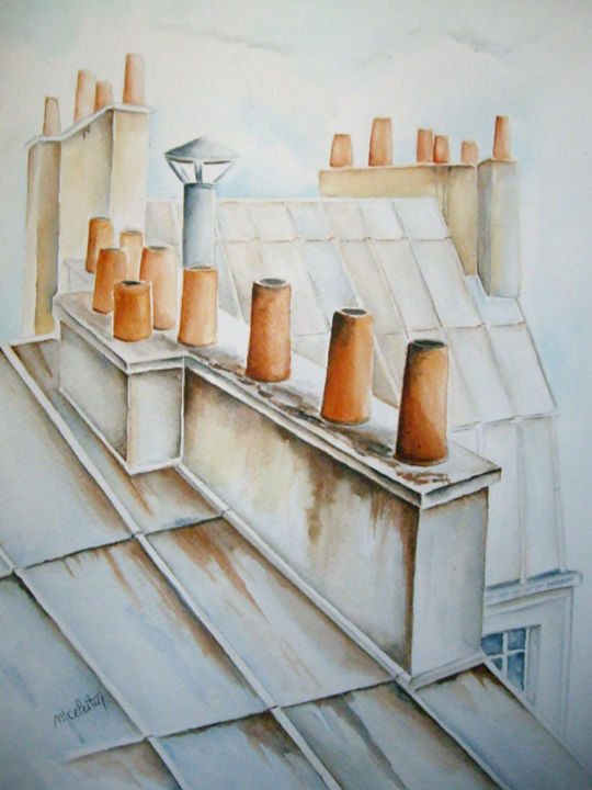 Painting titled "Tableau aquarelle t…" by Marie Celestin, Original Artwork, Watercolor