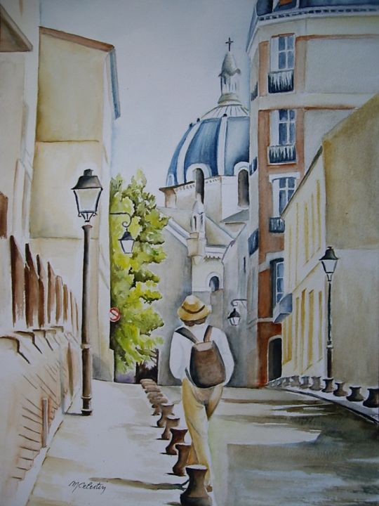 Painting titled "La butte aux caille…" by Marie Celestin, Original Artwork, Watercolor