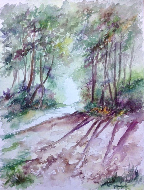 Painting titled "Lumière matinale en…" by Marie-Charlotte Houpeurt-Chauffeté, Original Artwork, Watercolor