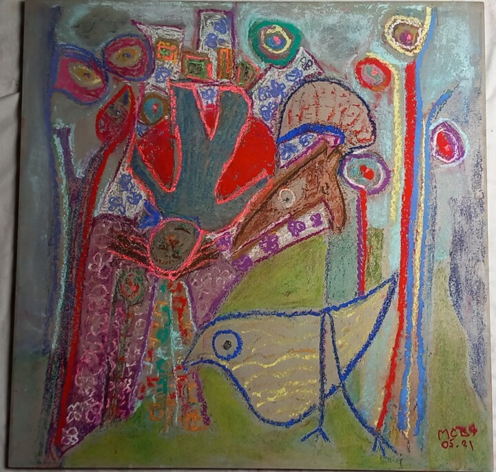 Painting titled "Et si un jour il re…" by Marie Christine Bessette, Original Artwork, Pastel Mounted on Other rigid panel