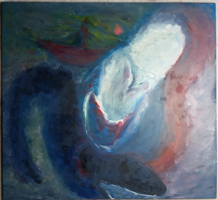 Peinture intitulée "LA CHASSE" par Marie Christine Bessette, Œuvre d'art originale, Huile Monté sur Autre panneau rigide