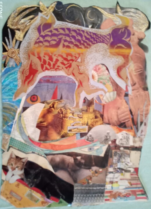 Collages titled "VOYAGES" by Marie Christine Bessette, Original Artwork, Collages