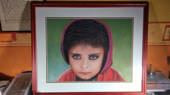 Painting titled "Indira" by Mariebretonne, Original Artwork, Pastel