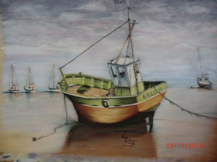 Painting titled "Le temps suspendu" by Mariebretonne, Original Artwork, Pastel