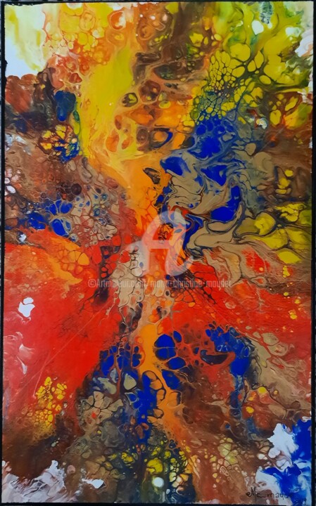 Painting titled "Acrylique 18/2024" by Marie-Christine Maudet, Original Artwork, Acrylic Mounted on Wood Stretcher frame