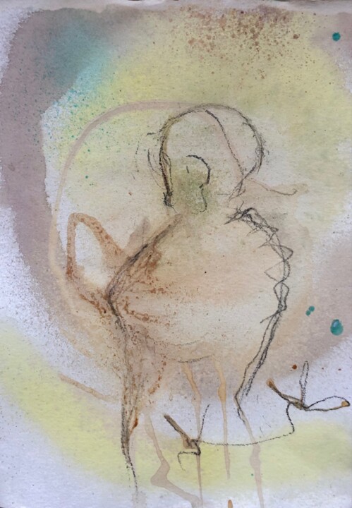 Рисунок под названием "The Monk" - Marie-Claire Bagnato, Подлинное произведение искусства, Древесный уголь