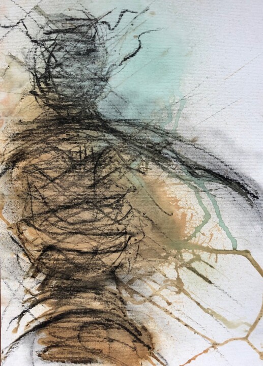 Рисунок под названием "Storm" - Marie-Claire Bagnato, Подлинное произведение искусства, Древесный уголь