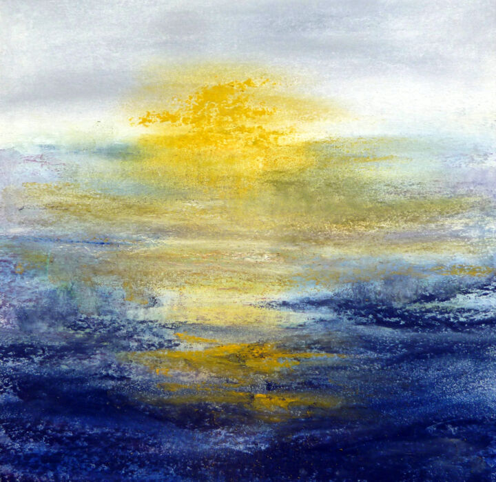 Peinture intitulée "coucher de soleil…" par Marie-Claude Baldi, Œuvre d'art originale, Pastel