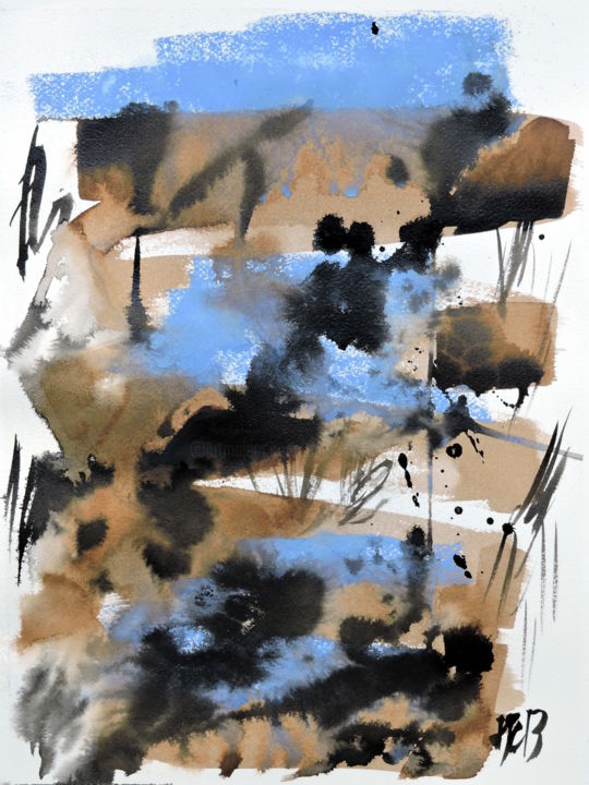 Peinture intitulée "14-10-31  mixte" par Marie-Claude Baldi, Œuvre d'art originale, Encre