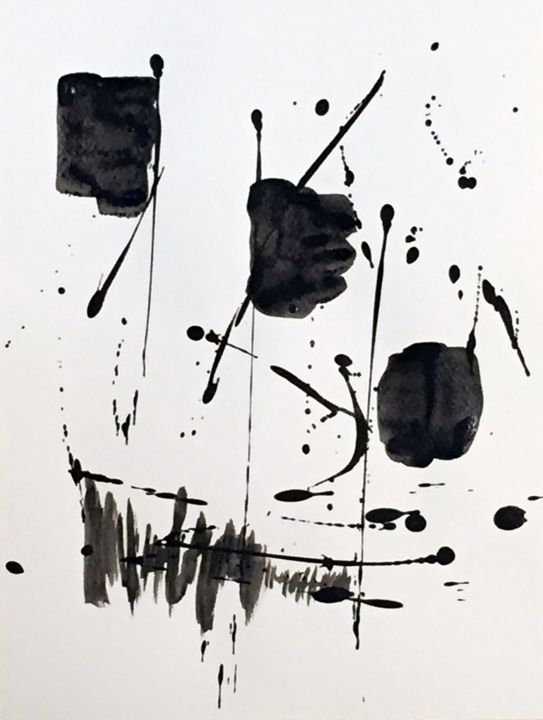 Peinture intitulée "15-03-22  encre" par Marie-Claude Baldi, Œuvre d'art originale, Encre