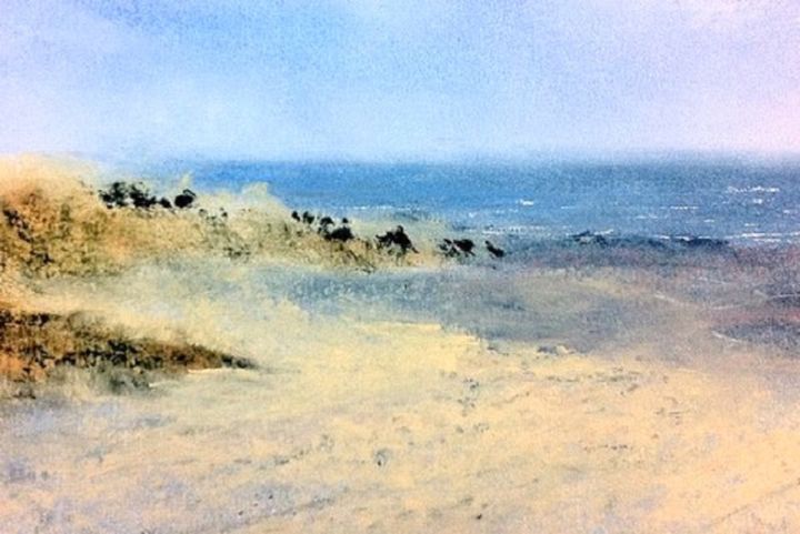 Peinture intitulée "à marée basse  -  p…" par Marie-Claude Baldi, Œuvre d'art originale, Pastel