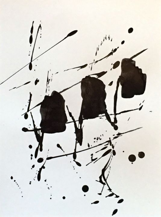 Картина под названием "15-04-23  encre" - Marie-Claude Baldi, Подлинное произведение искусства, Чернила