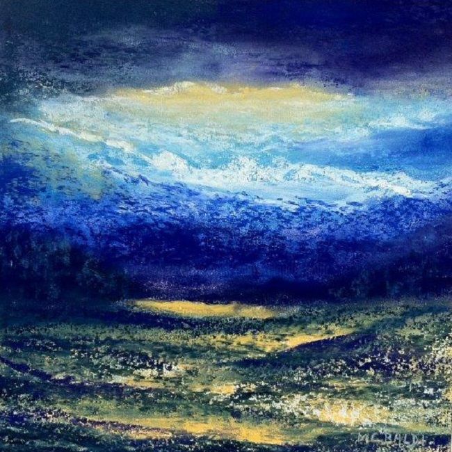 Malerei mit dem Titel "les nuits bleues  -…" von Marie-Claude Baldi, Original-Kunstwerk, Pastell
