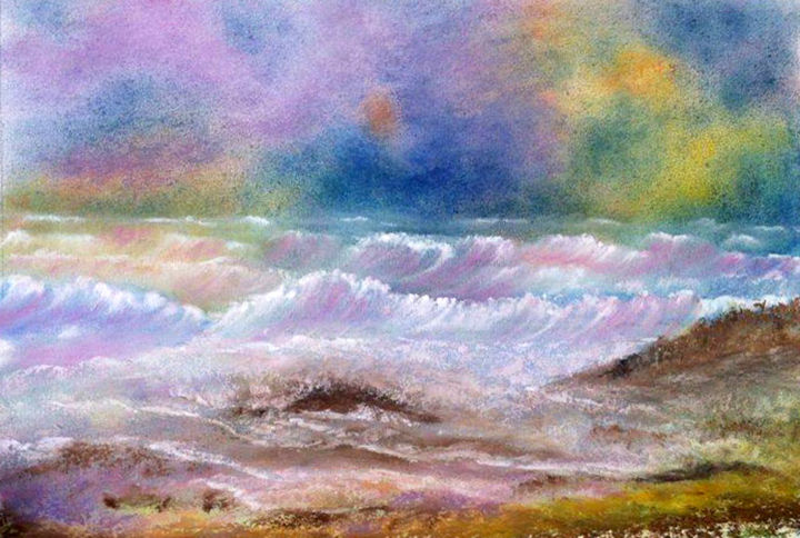 Painting titled "matin de rêve  -  p…" by Marie-Claude Baldi, Original Artwork, Pastel