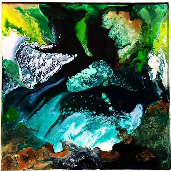 Peinture intitulée "les verts réverbère…" par Marie Claude Lambert, Œuvre d'art originale, Acrylique