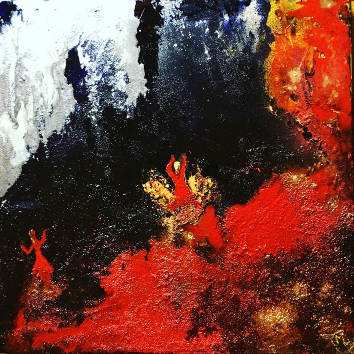 Peinture intitulée "Entre feu et glace.…" par Marie Claude Lambert, Œuvre d'art originale, Acrylique