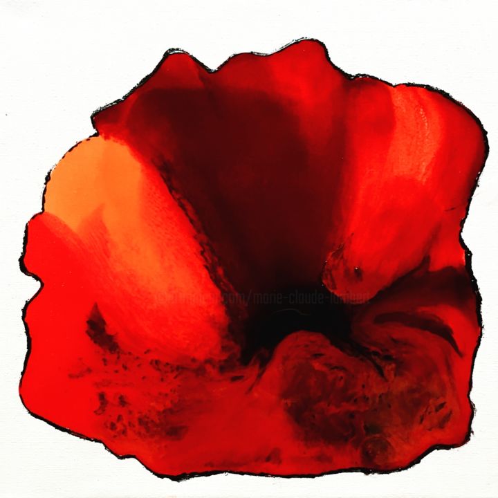 Peinture intitulée "Coquelicot ... Libe…" par Marie Claude Lambert, Œuvre d'art originale, Acrylique