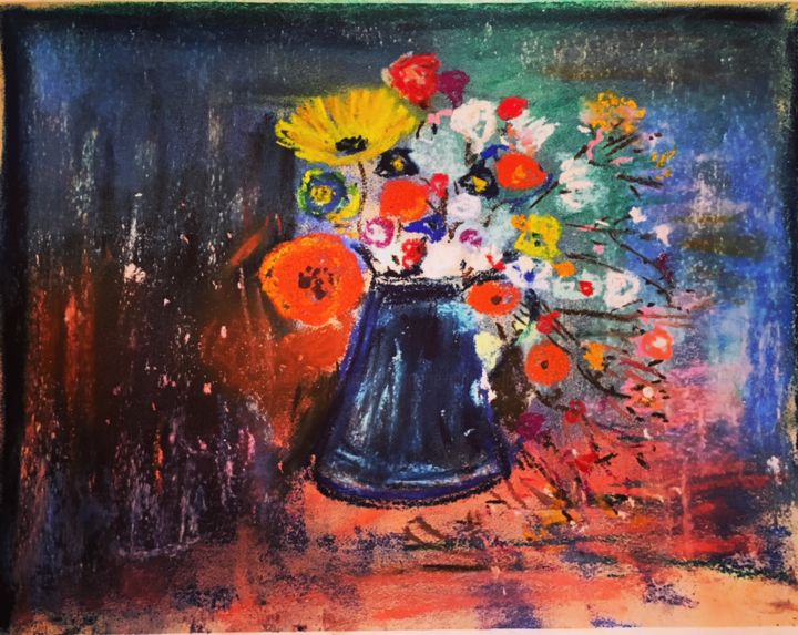 Peinture intitulée "Un bouquet de fleur…" par Marie Claude Lambert, Œuvre d'art originale, Pastel