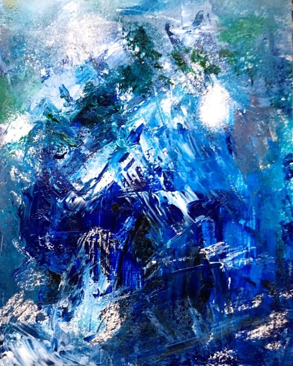 Painting titled "Dire bleu" by Marie Claude Lambert, Original Artwork, Acrylic