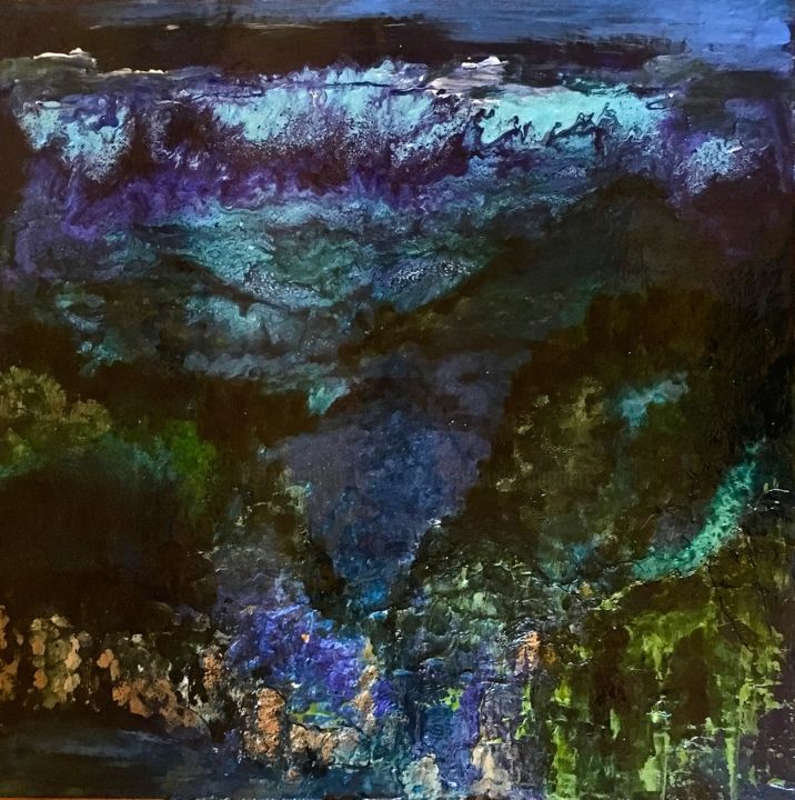 Peinture intitulée "Bleus des profondeu…" par Marie Claude Lambert, Œuvre d'art originale, Acrylique