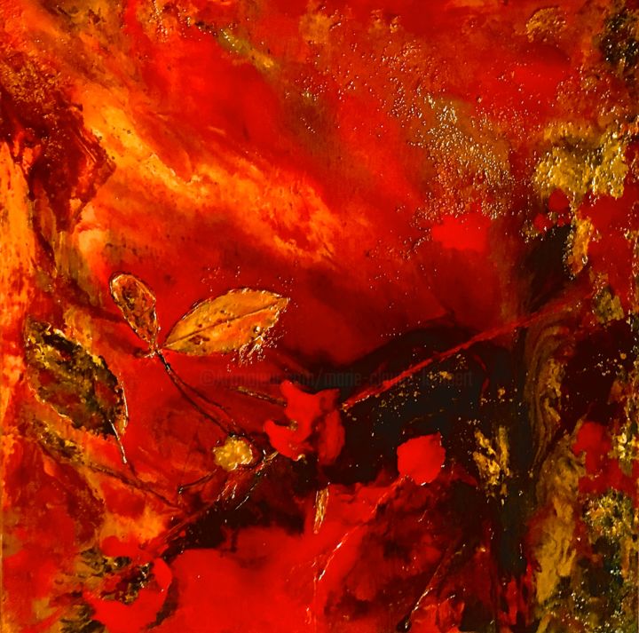 Peinture intitulée "Fil rouge" par Marie Claude Lambert, Œuvre d'art originale, Acrylique