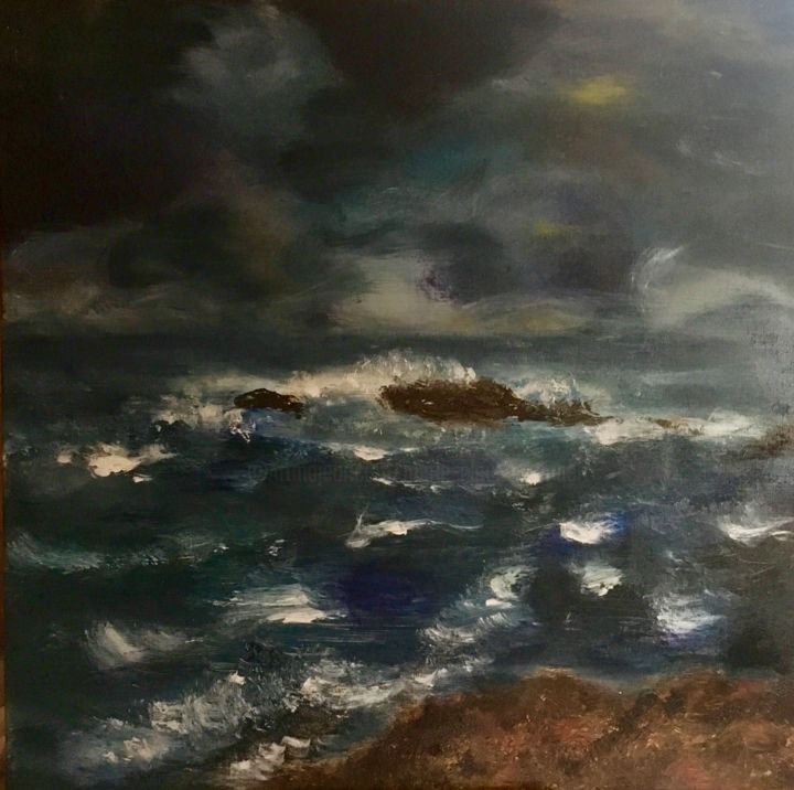 Painting titled "Soir de tempête" by Marie Claude Lambert, Original Artwork, Acrylic