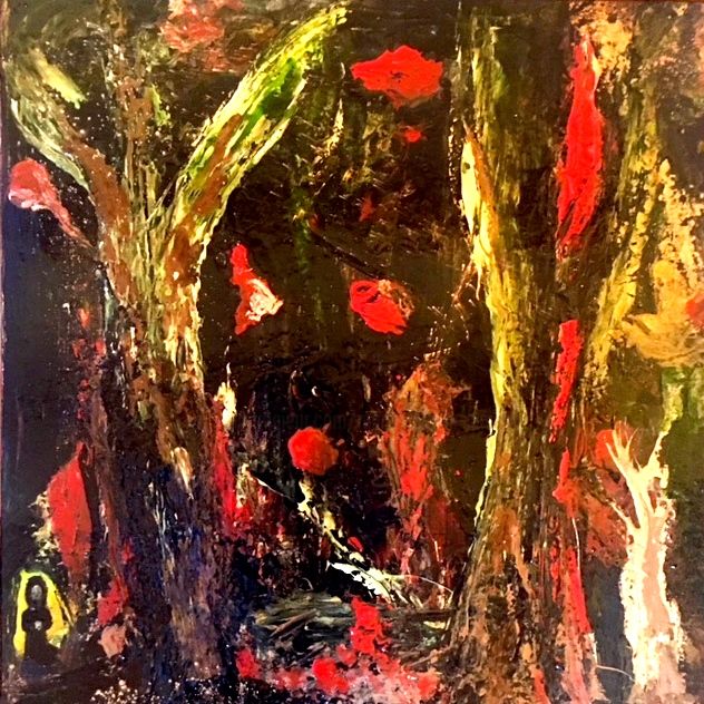 Painting titled "La forêt enchantée" by Marie Claude Lambert, Original Artwork, Acrylic