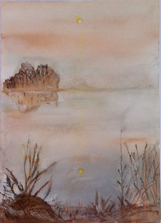 Peinture intitulée "Petit matin" par Marie Claude Lambert, Œuvre d'art originale, Aquarelle