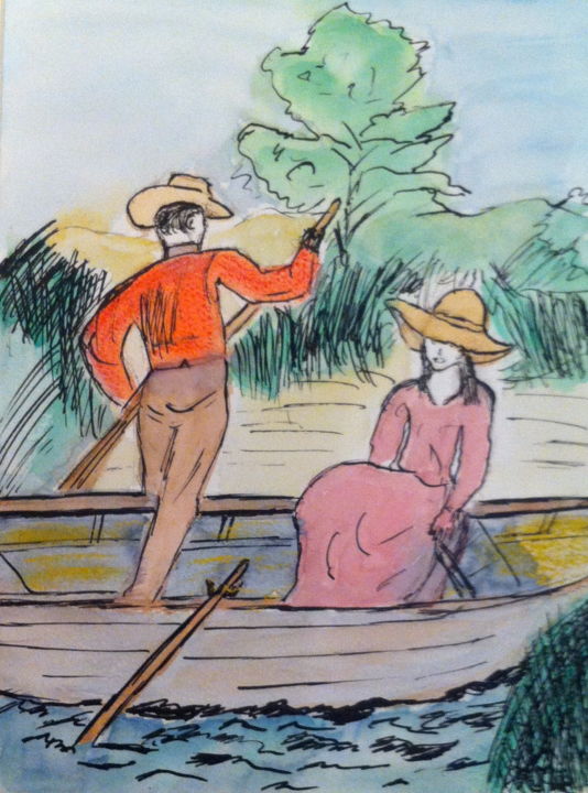 Painting titled "Romance" by Marie Claude Lambert, Original Artwork, Ink