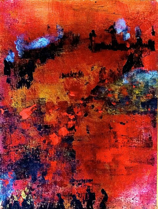 Peinture intitulée "Pays de brasiers ro…" par Marie Claude Lambert, Œuvre d'art originale, Acrylique