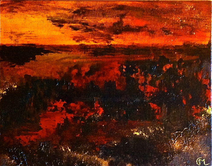 Painting titled "Terre brûlée" by Marie Claude Lambert, Original Artwork, Acrylic