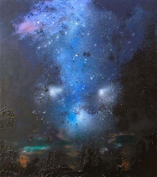 Pintura titulada "Les étoiles filantes" por Marie Claude Lambert, Obra de arte original, Acrílico