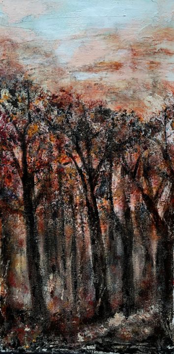 Peinture intitulée "Ces grands arbres n…" par Marie Claude Lambert, Œuvre d'art originale, Acrylique