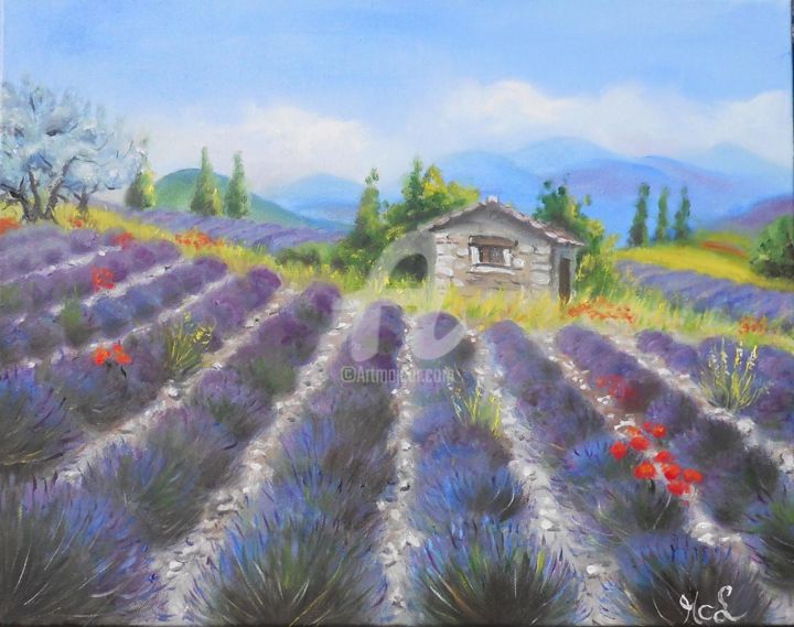 Painting titled "La vieille cabane.j…" by Marie-Claude Lempereur-Laurent, Original Artwork, Oil