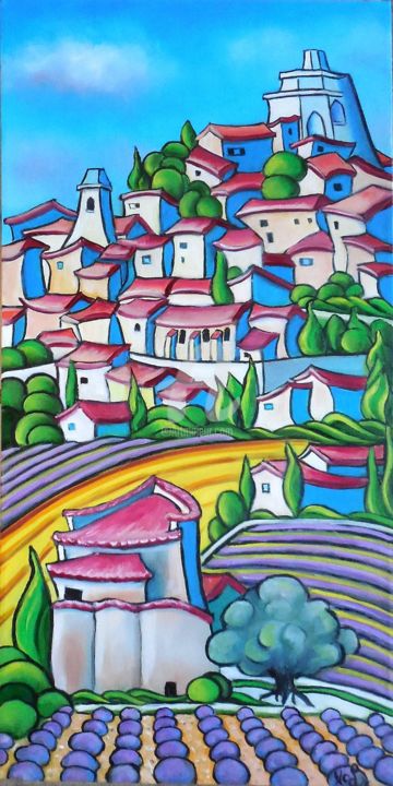 Painting titled "Le vieux colombier.…" by Marie-Claude Lempereur-Laurent, Original Artwork, Oil