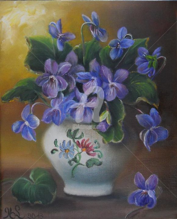 Peinture intitulée "Violettes.jpg" par Marie-Claude Lempereur-Laurent, Œuvre d'art originale, Huile