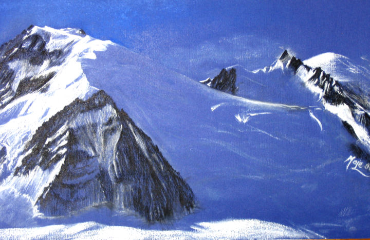 Drawing titled "Le Mont Blanc" by Maje, Original Artwork, Pencil