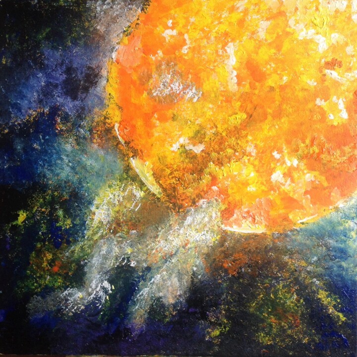 Painting titled "Explosion solaire" by Marie Courcelle, Original Artwork