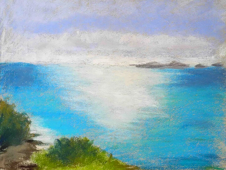 Painting titled "Tairua #2" by Marie Davoust, Original Artwork, Pastel
