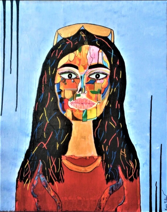 Painting titled "Julie-23.08.2020" by Marie Estepa, Original Artwork, Acrylic