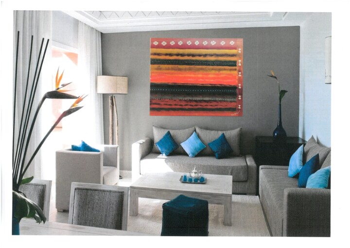 Painting titled "Tapis Oriental" by Marie Estepa, Original Artwork