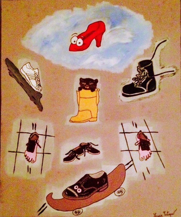 Painting titled "Shoes en balade" by Marie Estepa, Original Artwork
