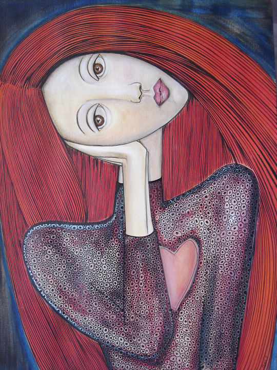 Painting titled "Elle, femme enfant" by Marie-F, Original Artwork, Acrylic