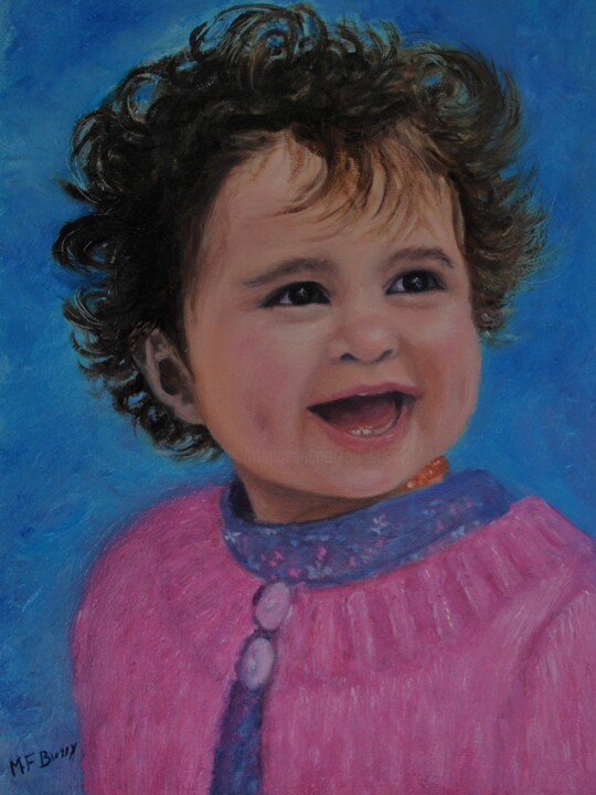 Painting titled "portrait d'Emma 2010" by Marie France Bussy (COLIBRI), Original Artwork, Oil