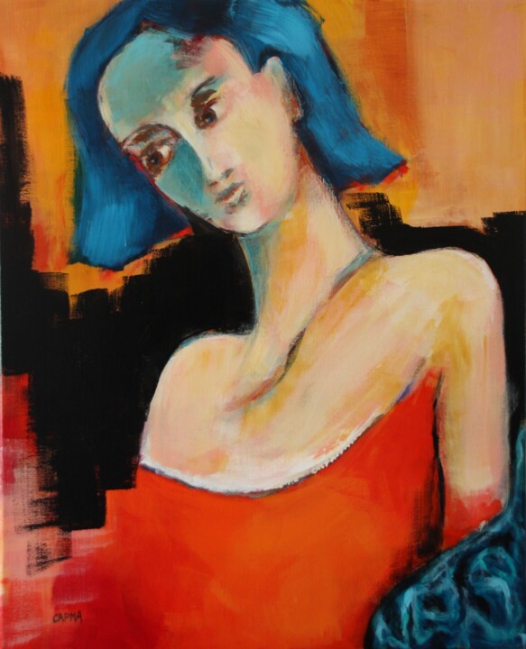 Painting titled "Angèle" by Marie-France Capron (CAPMA), Original Artwork, Acrylic