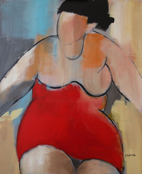 Peinture intitulée "La baigneuse" par Marie-France Capron (CAPMA), Œuvre d'art originale, Acrylique